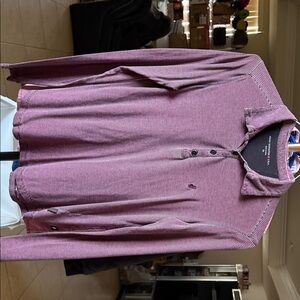 John Varvatos Maroon Striped Button Down Shirt